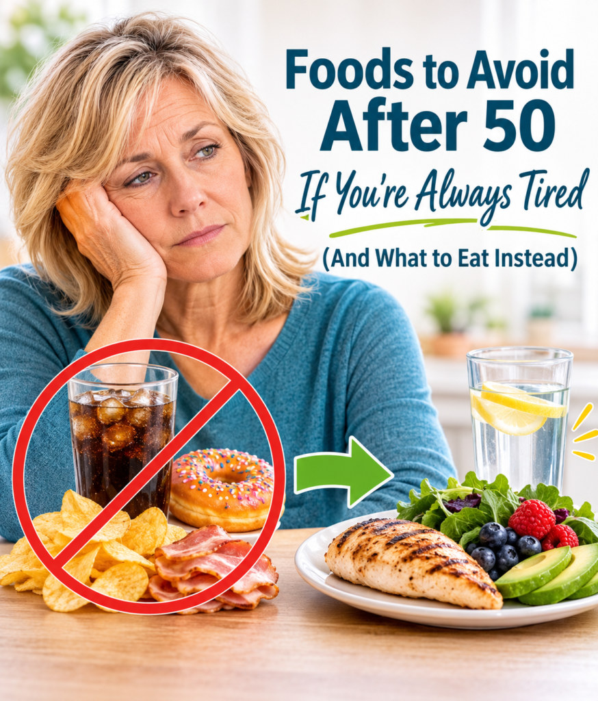 Woman with good and bad foods